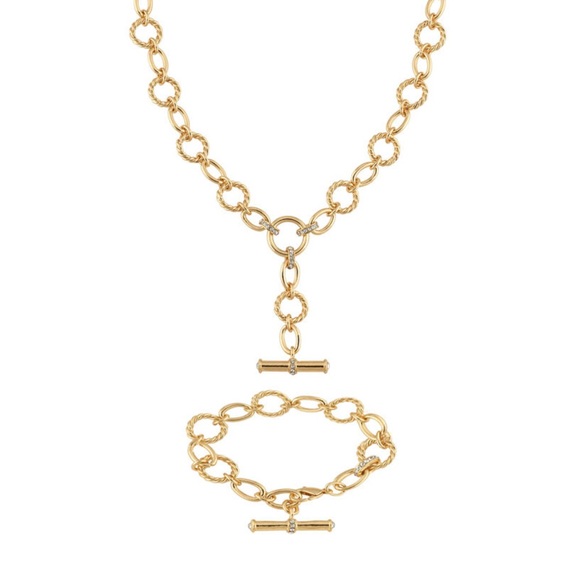 Links That Bind Vintage Gold Chain Necklace and Bracelet Set - Picture 1 of 13